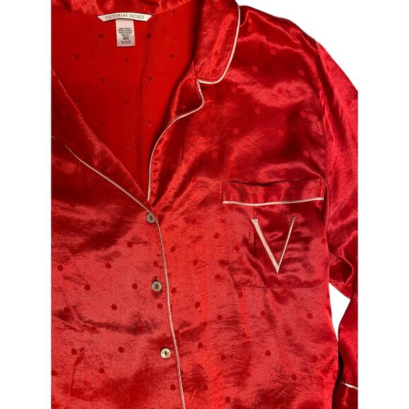 EUC red heavy satin Victoria’s Secret holiday pajama set XL - Picture 3 of 5